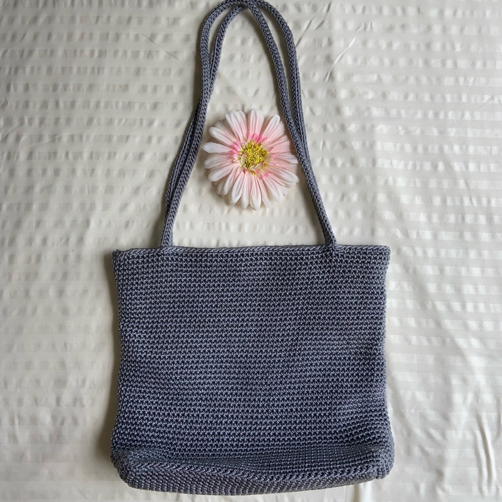 Elegant Gray Knit Tote Bag